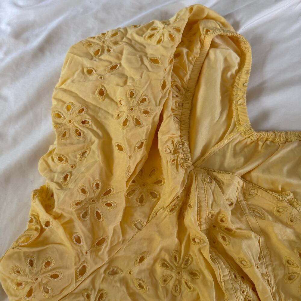 Torrid Yellow Floral Eyelet Babydoll Blouse Plus Size 6X Cottagecore Whimsy - Picture 4 of 9